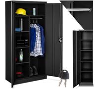Armoire de bureau - TECTAKE - Meuble en métal avec 2 portes renforcées et 6 casiers verrouillables - Noir