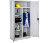ARMOIRE DE BUREAU - TECTAKE - Armoire Métallique de Bureau à 6 Compartiments et 1 Tringle 90 cm x 40 cm x 180 cm - Gris