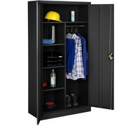 Armoire de bureau - TECTAKE - Meuble en métal avec 6 compartiments 90 x 40 x 180 cm - Noir