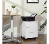 Armoire de bureau verrouillable portable avec 3 tiroirs pour rangement de documents et papeterie pré-assemblée pour bureau 39 x 45 x 55 cm