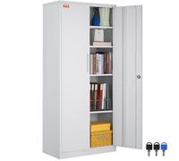 Armoire de bureau - VEVOR - 800 × 400 × 1800 mm,avec étagères réglables à 3 clés et porte magnétique blanc,200 lb-chaque couche