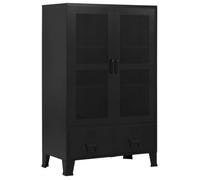 Armoire de bureau - VIDAXL - Portes en maille - Noir - 3 compartiments - 2 tiroirs - 75x40x120 cm