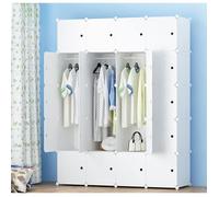 Armoire de Chambre 20-Cube avec porte Meuble de Rangement avec Penderie Modulable Tige à Vêtements 140 x 45 x 175cm Blanc