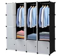 Armoire de chambre à coucher à 16 compartiments, 142*47*142cm, pour la chambre à coucher, montage DIY possible