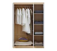 [en.casa] Armoire de Chambre Garde-Robe Moderne Meuble de Rangement avec Barre de Penderie et 4 Étagères Placard pour Dressing MDF 176 x 120 x 52 cm Effet Chêne Blanc