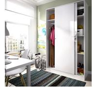 Armoire de chambre - Blanc - 2 portes coulissantes - L120 x P50 x H204 cm