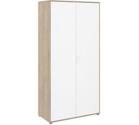 Armoire de chambre - Décor Blanc et chêne - 2 portes battantes - L100 x P50,2 x H204,3 cm - AALBORG PARISOT