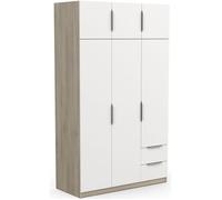 Armoire de chambre - DEMEYERE - GHOST - 6 Portes - 2 Tiroirs - Blanc et chêne kronberg