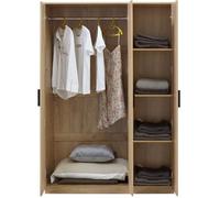 Armoire de chambre Eiselfing 1 penderie 4 étagères MDF 176 x 120 x 52 cm effet chêne