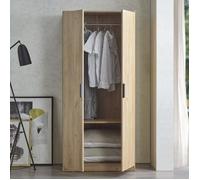 Armoire de chambre Eiselfing 1 penderie et 1 étagère MDF 176 x 80 x 52 cm effet chêne