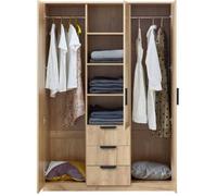 Armoire de chambre Eiselfing 2 penderie 4 étagères 3 tiroirs MDF 176 x 120 x 52 cm effet chêne