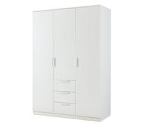 Armoire de chambre Eiselfing avec 4 étagères et 3 tiroirs 176 x 120 x 52 cm blanc