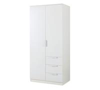Armoire de chambre Eiselfing avec 4 étagères et 3 tiroirs 176 x 80 x 52 cm blanc