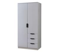 Armoire de chambre Eiselfing avec 4 étagères et 3 tiroirs 176 x 80 x 52 cm gris