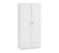 Armoire de chambre Finning 4 étagères 1 tiroir MDF 176 x 80 x 52 cm blanc