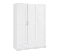 Armoire de chambre Finning 7 étagères 1 tiroirs MDF 176 x 120 x 52 cm blanc