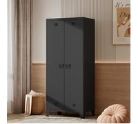 Armoire de chambre Hankasalmi acier 180 x 90 x 40 cm noir