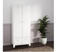 en.casa Armoire de chambre Hankasalmi – Acier 2 tiroirs 180 x 90 x 40 cm Blanc