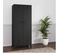 Armoire de chambre Hankasalmi avec 2 tiroirs acier 180 x 90 x 40 cm noir