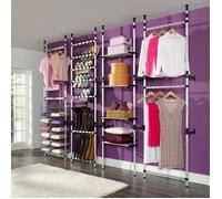 Armoire de Chambre JAR - Garde-robe Penderie - Système télescopique Aluminium - Gris Adulte 28cm