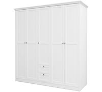 Armoire de chambre - LANDWOOD 19 - Blanc - 5 portes - 187 x 67 x 200 cm
