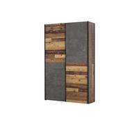 Armoire de chambre multifonctions - Panneaux de particules - Bois et beton gris - 2 portes - Campagne - L 120 x P 41,6 x H 190,5
