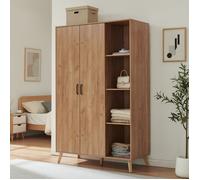Armoire de chambre Norg 191 x 120 x 52 cm 8 compartiments effet chêne