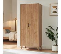 Armoire de chambre Norg 191 x 80 x 52 cm 2 portes et compartiment effet chêne