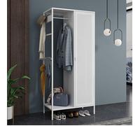 Armoire de chambre Puumala avec 4 étagères acier 180 x 80 x 45 cm blanc