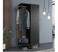 [en.casa] Armoire de Chambre Style Industriel avec Porte et 4 Étagères Portant de Vêtements Meuble de Rangement pour Dressing Chambre Salon Entrée Acier 180 x 80 x 45 cm Noir