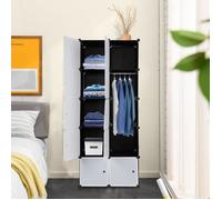 Armoire de chambre rangement - 5 niveaux 10 compartiments de rangement-72*47*177cm-Noir