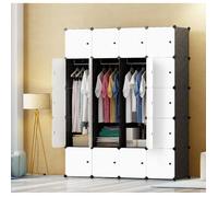 Armoire de Chambre Rangement DIY 20 cuboïdes ,Penderie avec Portes, 4 Tige Suspendue, 140 x 45 x 175cm