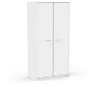 Armoire de chambre - REVERSO - Blanc mat - Décor Rose ou Bleu - 2 portes - L88,3 x P50 x H180,9 cm