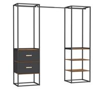 Armoire de Chambre - SONGMICS - avec 1 Tringle Extensible, 2 Tiroirs et 4 Étagères - Marron Rustique