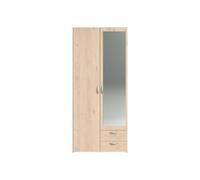 Armoire De Chambre - Varia - Décor Chene - 2 Portes Dont 1 Avec Miroir - 2 Tiroirs - 81 X 51 X 185 Cm - Parisot