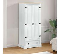 vidaXL Armoires avec tiroir Blanc 76 x 50 x 170 cm Pin massif, Armoire de chambre, rectangulaire, bois de pin vintage, organisateur durable avec rangement pour vêtements