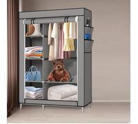 Armoire de chambre YYIXING® Gris - Grand espace de rangement - 4 pochettes latérales