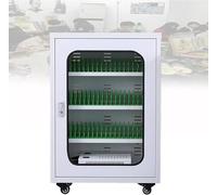 Armoire de chargement mobile avec serrure et plusieurs étagères pour un rangement sécurisé des appareils dans les salles de classe