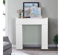 Armoire de Cheminée,Console Manteau de Cheminée avec 3 Portes Contour de Cheminée DéCorative en Carton Entourage de Bois avec Rangement et éTagèRe Cadre de Cheminée Décoratif Pour Salon Couloir Blanc