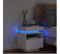 Armoire de chevet avec lumières LED blanc 40x39x48,5 cm