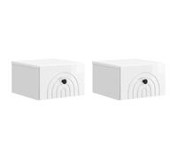 Armoire de chevet suspendue avec tiroir 2 pièces blanc haute brillance, armoire murale moderne pour chambre et salon, faite de matériaux en bois durables, design rectangulaire