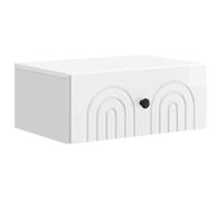 Armoire de Chevet Suspendue Blanc Haute Brillance 49x34,5x20 cm, Mur Monté avec Tiroir, Table de Chevet en Bois Moderne pour Chambre et Salon