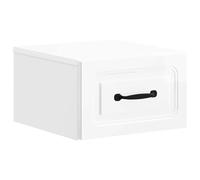 Armoire de chevet suspendue blanche haute brillance 34,5x33x20 cm avec armoire et étagère, table de chevet avec éclairage LED et trou de câble, meuble moderne en bois d'ingénierie pour chambre à
