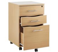 Armoire de classement 3 tiroirs sous le bureau - Armoire de classement en bois de hêtre avec tiroirs verrouillables - Armoire de classement à 3 tiroirs - Tiroir de bureau mobile sous le bureau