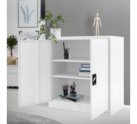 Armoire de classement 90x40x90 cm à 2 étagères réglables en hauteur acier blanc