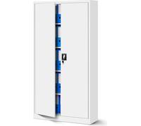 Armoire de classement Armoire de stockage Armoire polyvalente Armoire métallique 4 étagères Revêtement par poudre Tôle d'acier 185 cm x 90 cm x 40 cm
