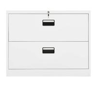 Armoire de classement blanche 90 x 46 x 72,5 cm en acier avec 2 tiroirs et | Rail de suspension amovible, DIN A4 et légal, guides de roulement à billes en trois parties, entièrement extensible