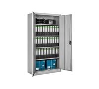 Rangement de bureau - TECTAKE - Armoire de classement BLAIN avec 4 étagères réglables à 2 Clés - 180 cm x 80 cm x 40 cm - Gris