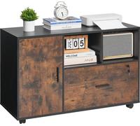VEVOR Meuble Classeur Mobile en Bois Verrouillable avec Étagères Ouvertes Marron
