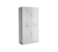 Tectake Armoire métallique de classement avec 2 tiroirs 80 x 40 x 180 cm - gris clair